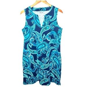 Lands end paisley blue sleeveless swim cover-up size medium